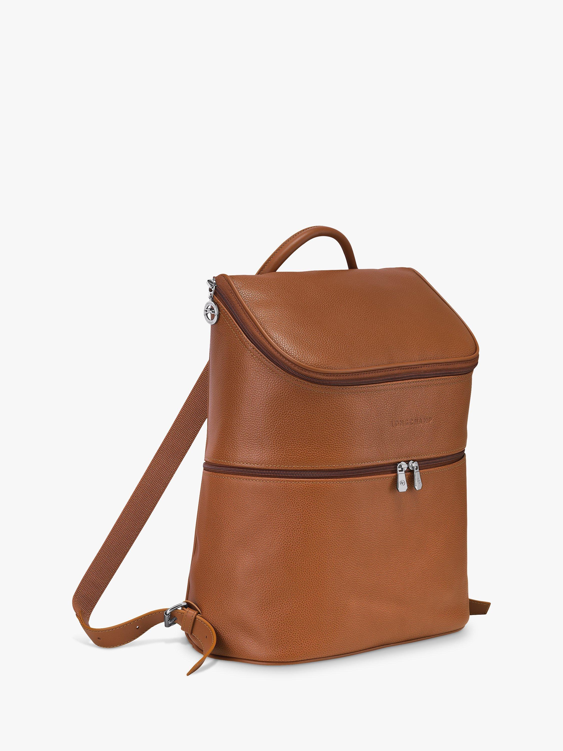 Longchamp Le Foulonne Leather Backpack Caramel