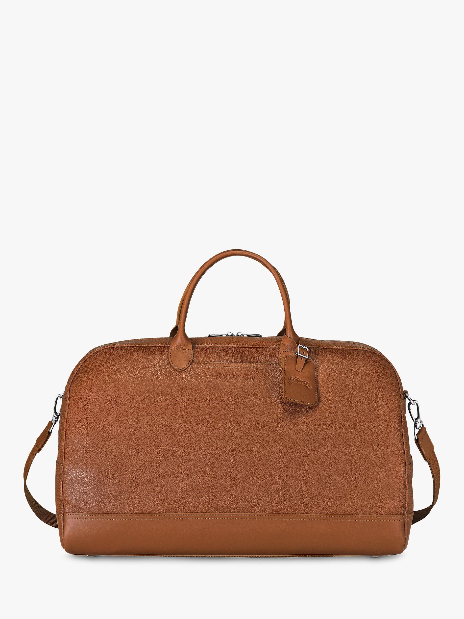 Longchamp Le Foulonne Large Leather Travel Bag Caramel