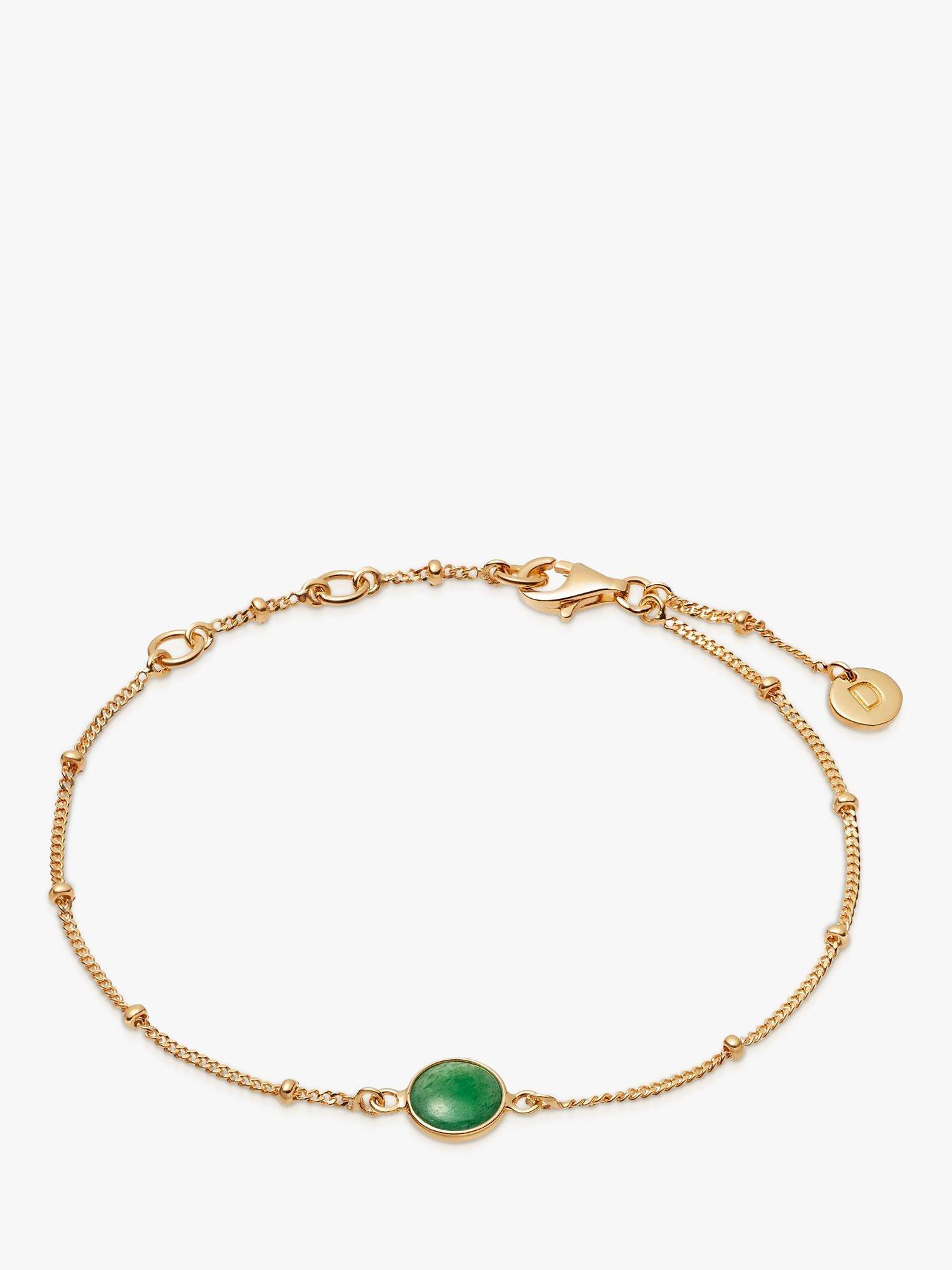 Product image 1 of 4, which shows Daisy London Healing Charm Chain Bracelet, Gold/Green