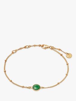 Daisy London Round Semi-Precious Healing Stone Bead Chain Bracelet, Gold, Aventurine