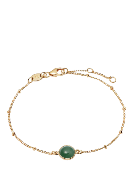 Daisy London Round Semi-Precious Healing Stone Bead Chain Bracelet, Gold, Aventurine