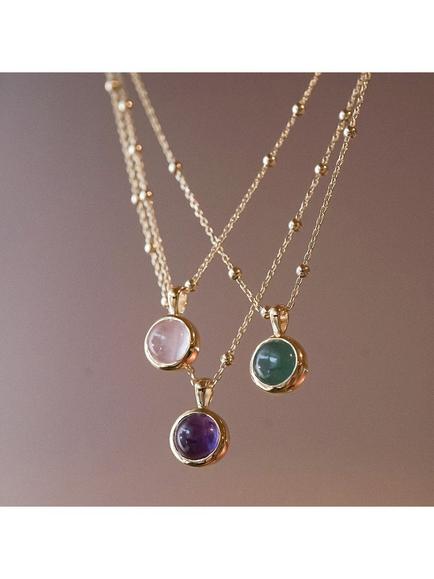 Daisy London Healing Stone Pendant Necklace - view 2, Gold/Aventurine
