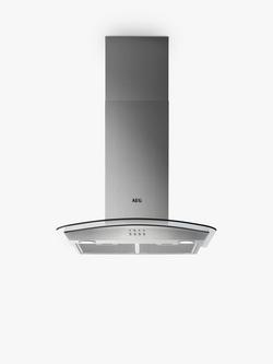AEG DTB3653M 60cm Chimney Cooker Hood, Stainless Steel/Glass, Stainless Steel