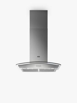 AEG DTB3953M 90cm Chimney Cooker Hood, Stainless Steel/Glass, Stainless Steel