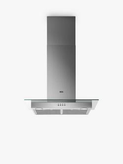 AEG DTB3654M 60cm Chimney Cooker Hood, Stainless Steel/Glass, Stainless Steel