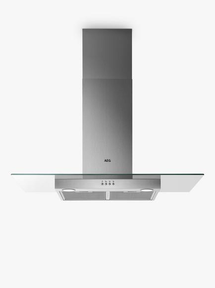 AEG DTB3954M 90cm Chimney Cooker Hood, Stainless Steel/Glass, Stainless Steel