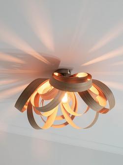 Tom Raffield Skipper Semi Flush Ceiling Light, Dia.59cm, Oak