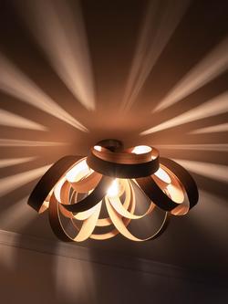Tom Raffield Skipper Semi Flush Ceiling Light, Dia.59cm - view 2, Oak