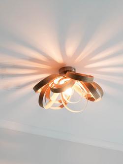 Tom Raffield Small Skipper Semi Flush Ceiling Light - view 2, Oak