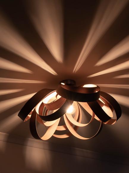 Tom Raffield Skipper Semi Flush Ceiling Light, Dia.59cm - view 2, Walnut