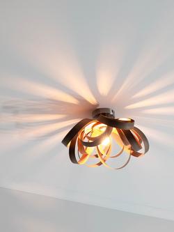 Tom Raffield Skipper Small Semi Flush Ceiling Light, Dia.38cm - view 2, Walnut