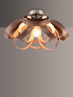 Tom Raffield Skipper Small Semi Flush Ceiling Light, Dia.38cm, Walnut