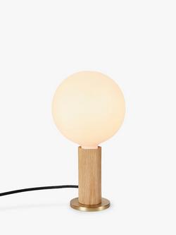 Tala Knuckle Table Lamp with Sphere IV 8W ES LED Dim to Warm Globe Bulb, Oak