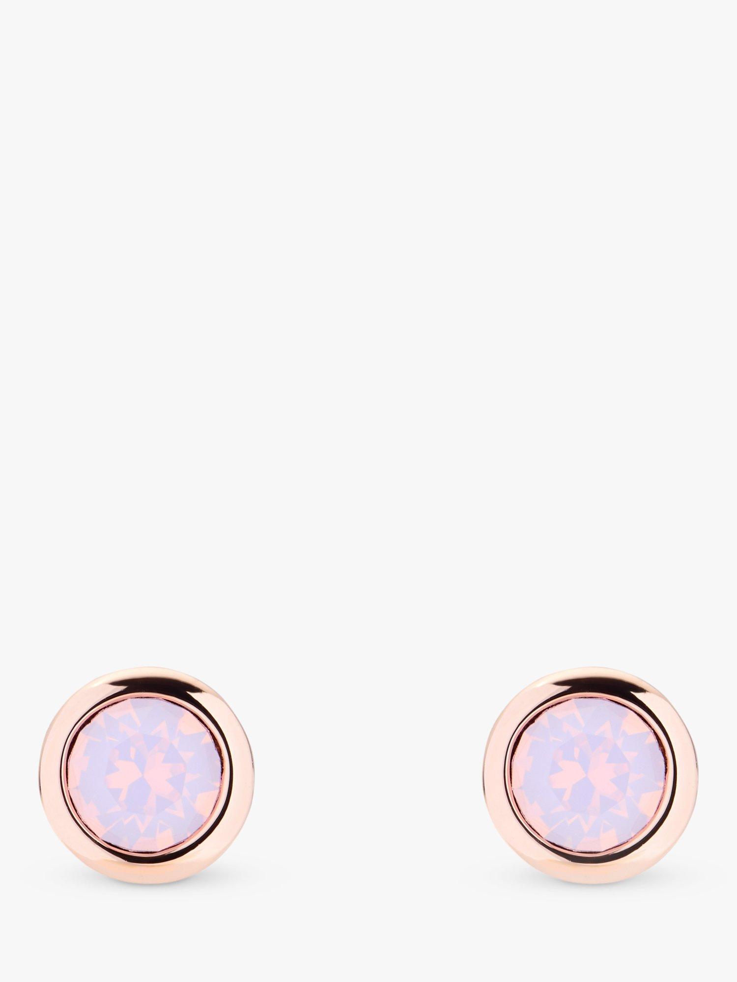 Ted Baker Swarovski Crystal Round Stud Earrings, Rose Gold/Pink