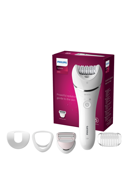 Philips BRE710/01 8000 Series Epilator, White, White