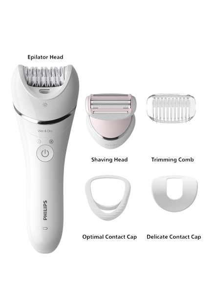 Philips BRE710/01 8000 Series Epilator, White - view 2, White