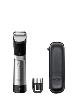 Philips BT9810/13 Series 9000 Prestige Beard Trimmer with Steel Precision Technology & BeardAdapt Sensor, Silver/Black