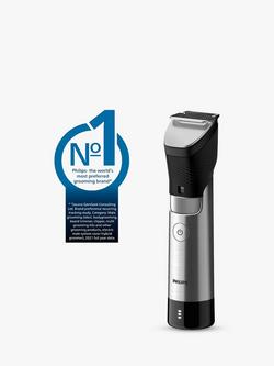 Philips BT9810/13 Series 9000 Prestige Beard Trimmer with Steel Precision Technology & BeardAdapt Sensor - view 2, Silver/Black