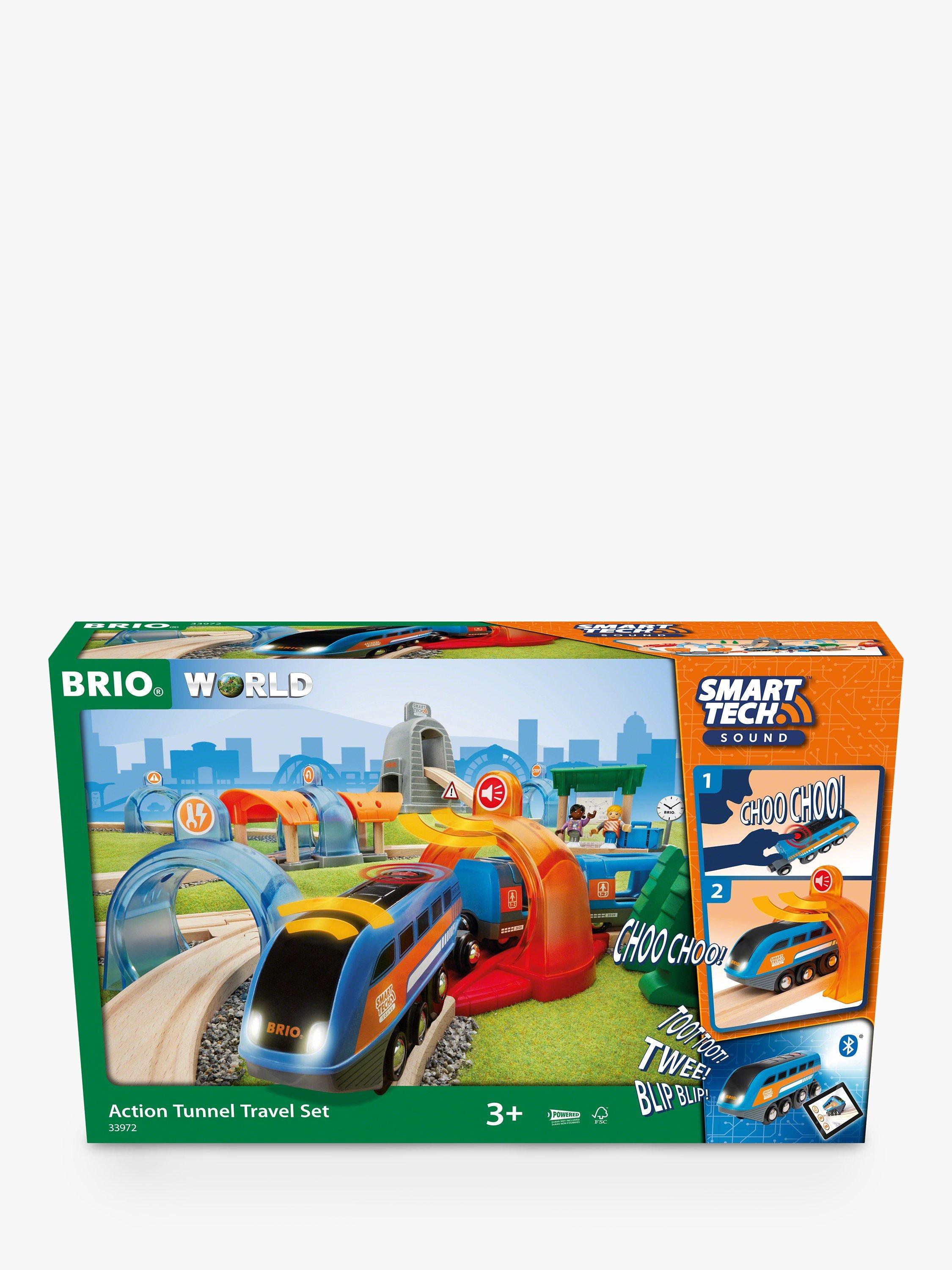 BRIO World Smart Tech Sound Action Tunnel Travel Wooden Train Set, FSC-Certified (Beech)