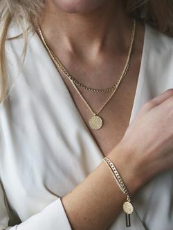 Tutti Textured Disc Double Chain Layered Necklace, Gold - view 2, Gold