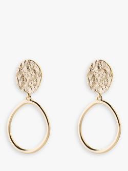 Tutti Textured Oval Drop Earrings, Gold, Gold