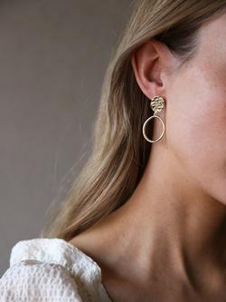 Tutti Textured Oval Drop Earrings, Gold - view 2, Gold