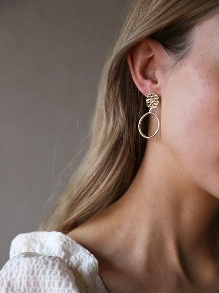 Tutti Textured Oval Drop Earrings, Gold - view 2, Gold