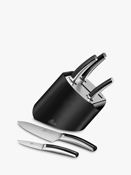 SABATIER Adelaide-Hartley Stainless Steel Knives & Filled Knife Block, 5 Piece, Black, Black