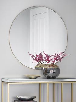 Gallery Direct Hayle Round Metal Frame Mirror, 100cm - view 2, Champagne