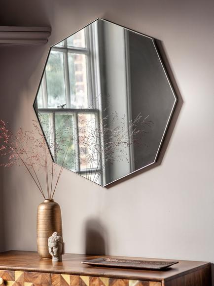 Gallery Direct Bowie Octagonal Metal Frame Mirror, 80 x 80cm - view 2, Silver