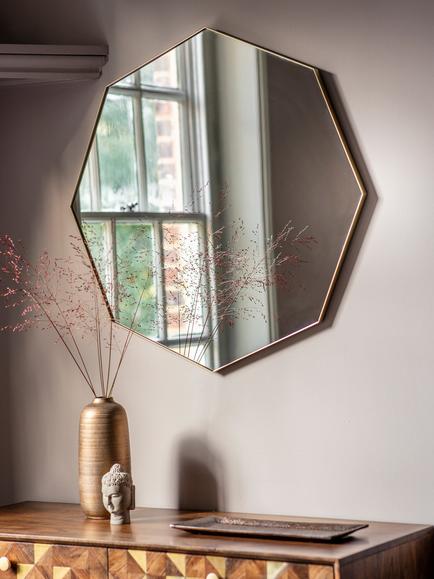 Gallery Direct Bowie Octagonal Metal Frame Mirror, 80 x 80cm - view 2, Champagne