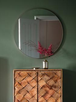 Gallery Direct Bowie Round Metal Frame Mirror, 80cm - view 2, Silver