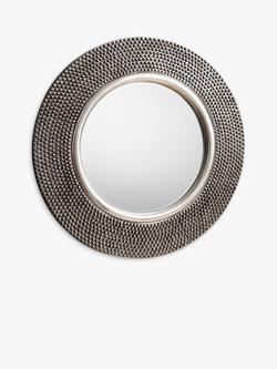 Gallery Direct Whittington Round Textured Mirror, 80cm, Silver, Silver