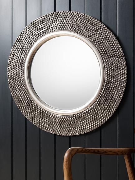 Gallery Direct Whittington Round Textured Mirror, 80cm, Silver - view 2, Silver