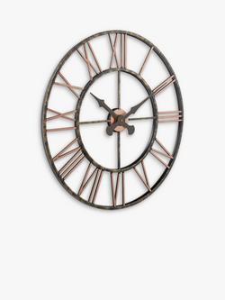 Lascelles Analogue Skeleton Roman Numeral Outdoor Wall Clock, 70cm, Copper - view 2, Copper