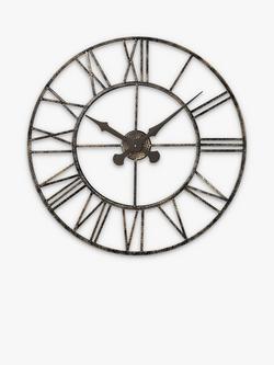 Lascelles Analogue Skeleton Roman Numeral Outdoor Wall Clock, 70cm, Bronze, Bronze