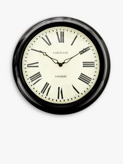 Lascelles Analogue Roman Numeral Station Outdoor Wall Clock, 45cm, Black, Black