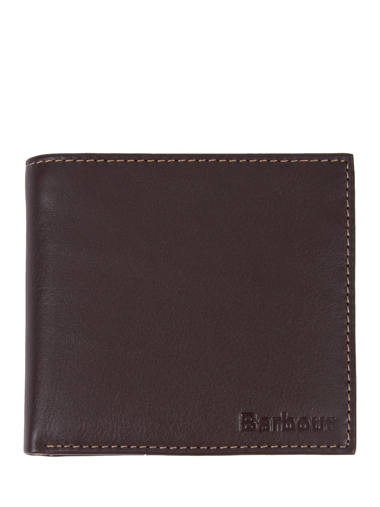 Barbour Elvington Coin Pocket Leather Wallet, Dark Brown/Tan