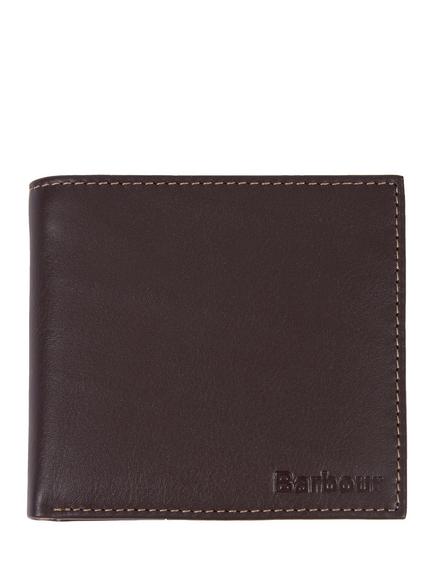 Barbour Elvington Coin Pocket Leather Wallet, Dark Brown/Tan, Dark Brown/Tan