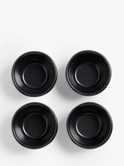 John Lewis Professional Non-Stick Carbon Steel Pudding Moulds, Set of 4, Black