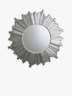 Gallery Direct Herzfield Starburst Round Mirror, 100cm, Silver, Silver