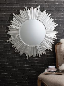 Gallery Direct Herzfield Starburst Round Mirror, 100cm, Silver - view 2, Silver