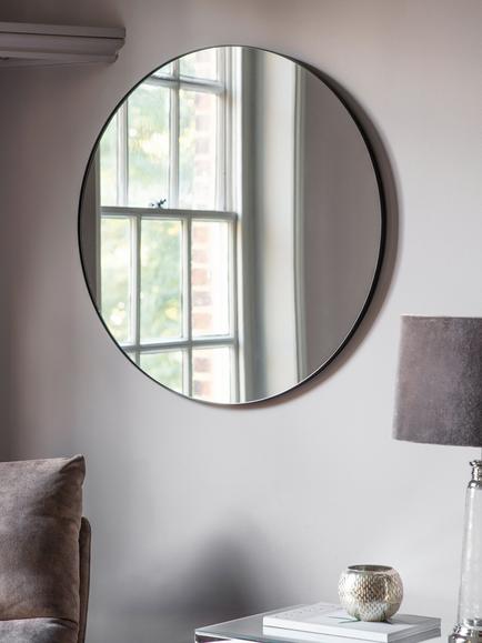 Gallery Direct Bowie Round Metal Frame Mirror, 80cm - view 2, Black