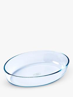 Pyrex Essentials Oval Glass Roasting Dish, 1.6L, 26cm, Clear, Clear