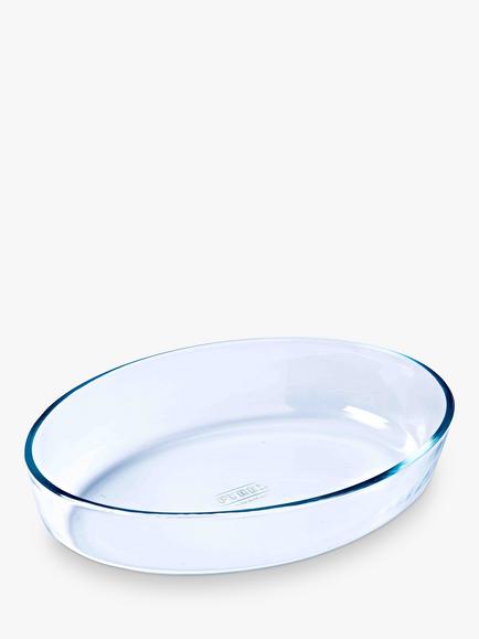 Pyrex Essentials Oval Glass Roasting Dish, 3L, 35cm, Clear, Clear