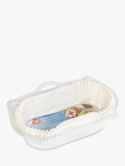 Tala Non-Stick Greaseproof Siliconised 1lb Loaf Tin Liners, Pack of 40, White, White
