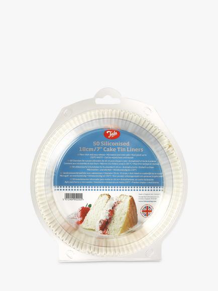 Tala Non-Stick Greaseproof Siliconised Round Cake Tin Liners, Pack of 50, 18cm, White - view 2, White