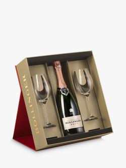 Champagne Bollinger Rose with 2x Glasses, 75cl, Pink