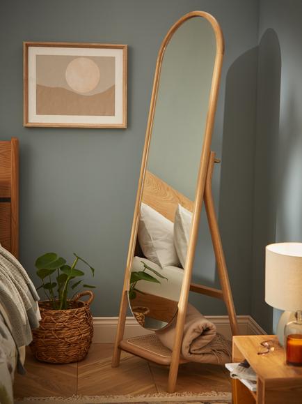 John Lewis Rattan Freestanding Mirror - view 2, Oak
