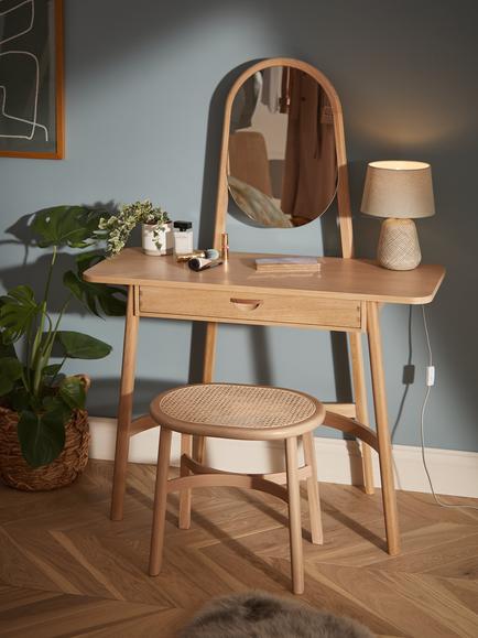 John Lewis Rattan Dressing Table Stool - view 2, Oak